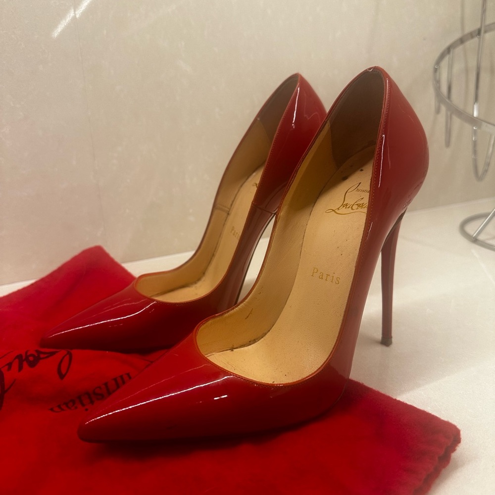 Christian Louboutin— So Kate Patent Pointed-Toe Red Sole Pump Heels